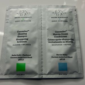 Sample size shampoo and conditioner. From drink elephant